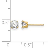 14K Yellow Gold Madi K 5mm Round CZ Post Earrings view 4