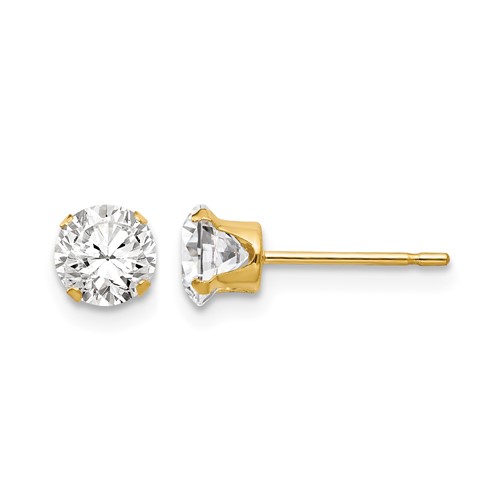 14K Yellow Gold Madi K 5mm Round CZ Post Earrings