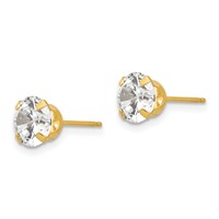 14K Yellow Gold Madi K 6.5mm Round CZ Post Earrings view 2