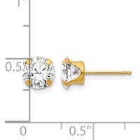 14K Yellow Gold Madi K 6.5mm Round CZ Post Earrings view 4