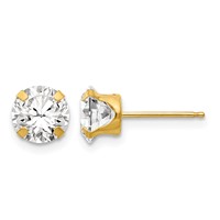 14K Yellow Gold Madi K 6.5mm Round CZ Post Earrings view 1