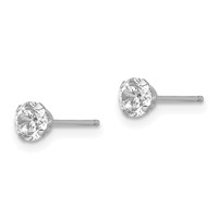 14K White Gold Madi K 4mm Round CZ Post Earrings view 2