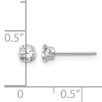 14K White Gold Madi K 4mm Round CZ Post Earrings view 4