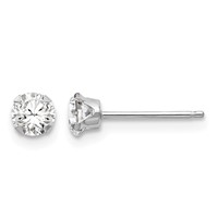 14K White Gold Madi K 4mm Round CZ Post Earrings view 1