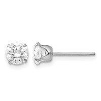 14K White Gold Madi K 5.25mm Round CZ Post Earrings view 1