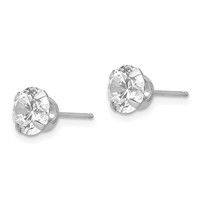 14K White Gold Madi K 6.5mm Round CZ Post Earrings view 2