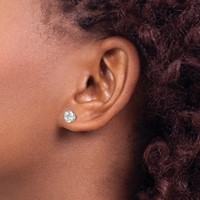 14K White Gold Madi K 6.5mm Round CZ Post Earrings view 3