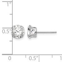 14K White Gold Madi K 6.5mm Round CZ Post Earrings view 4