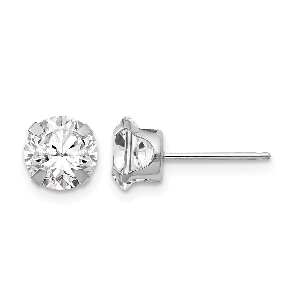 14K White Gold Madi K 6.5mm Round CZ Post Earrings