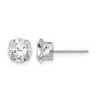 14K White Gold Madi K 6.5mm Round CZ Post Earrings view 1