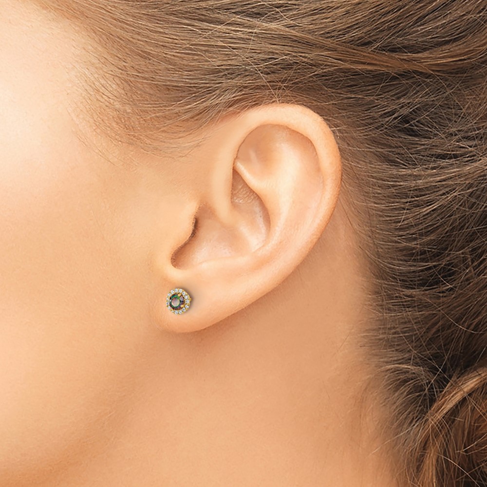 14k Madi K Mystic & Clear CZ Post Earrings (SE2860)