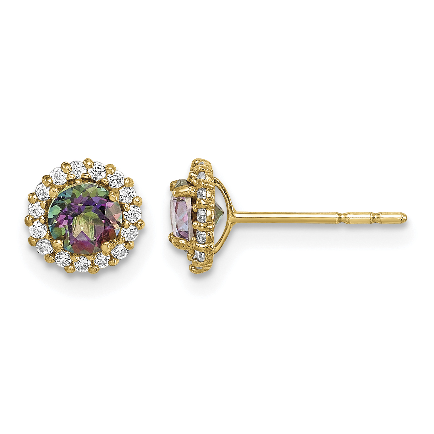14k Madi K Mystic & Clear CZ Post Earrings (SE2860)