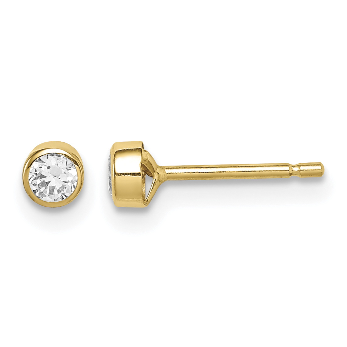 14k Madi K 3mm CZ Bezel Post Earrings (SE2861)