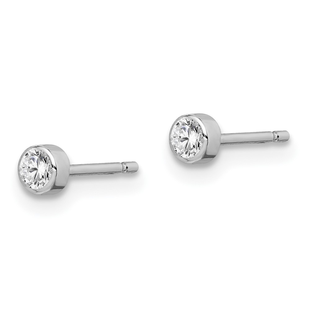 14k Madi K White Gold 3mm CZ Bezel Post Earrings (SE2862)