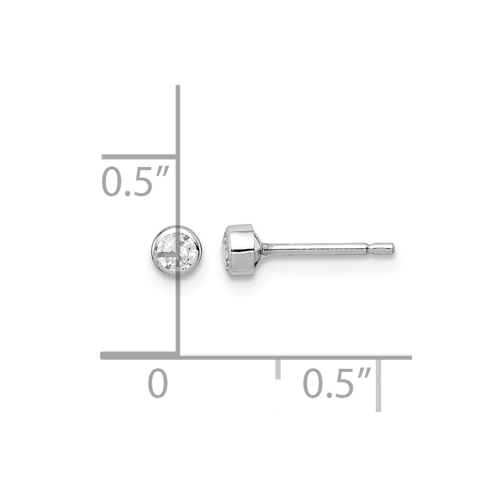 14k Madi K White Gold 3mm CZ Bezel Post Earrings (SE2862)