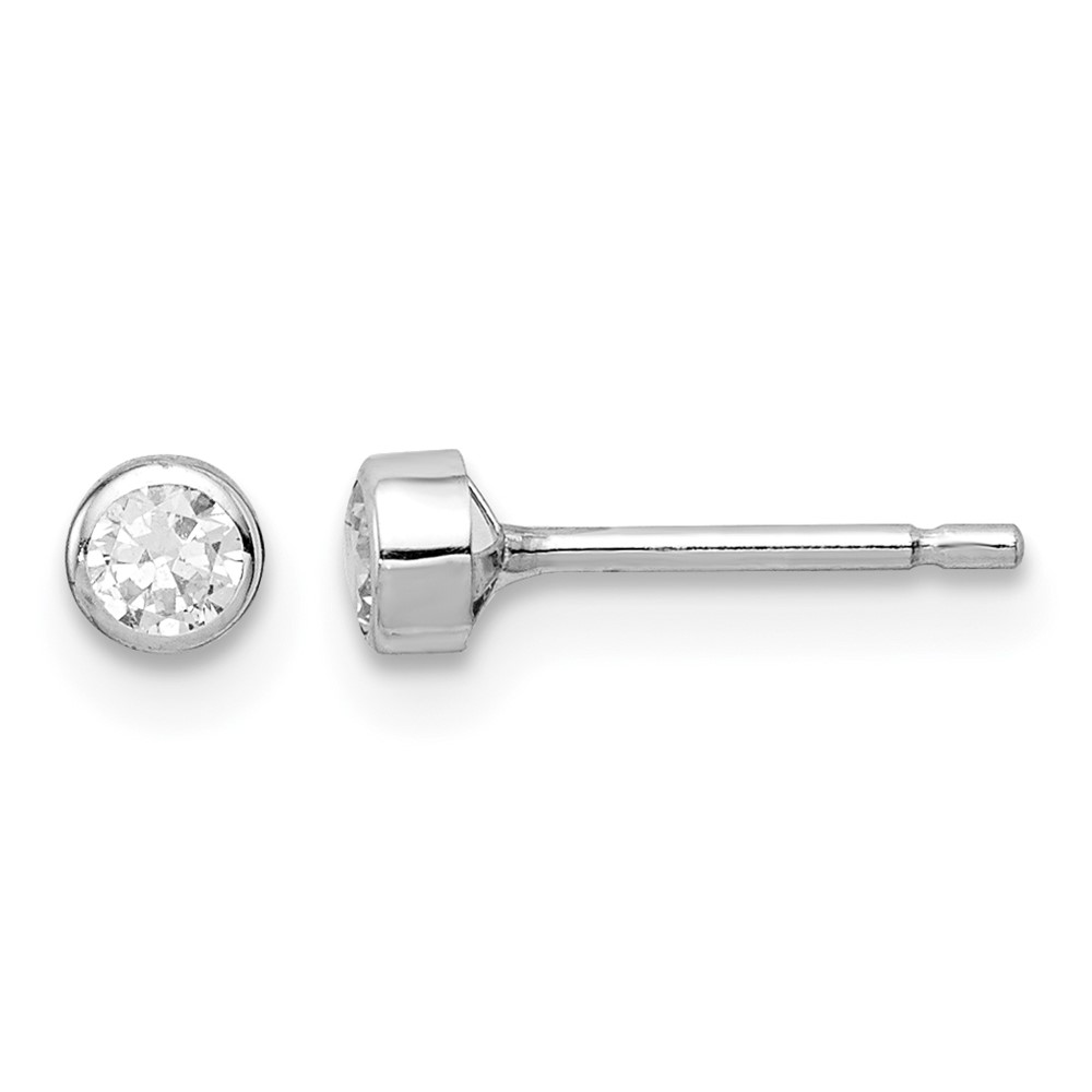 14k Madi K White Gold 3mm CZ Bezel Post Earrings (SE2862)