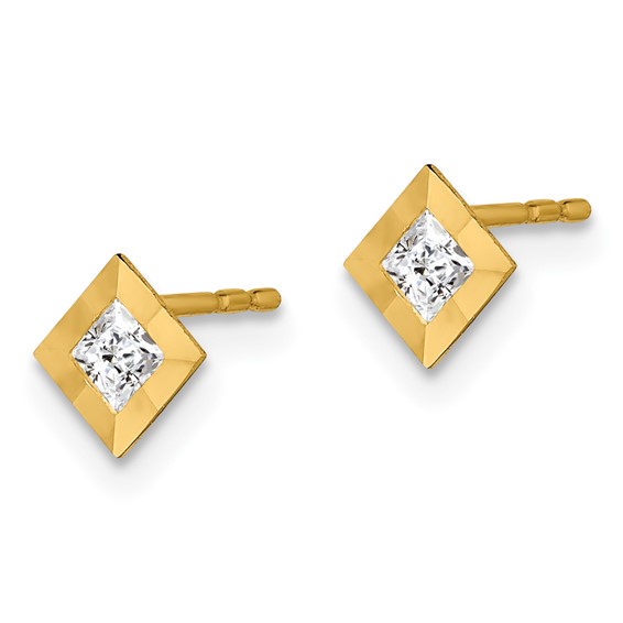 14k Madi K CZ Square Post Earrings