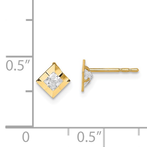 14k Madi K CZ Square Post Earrings