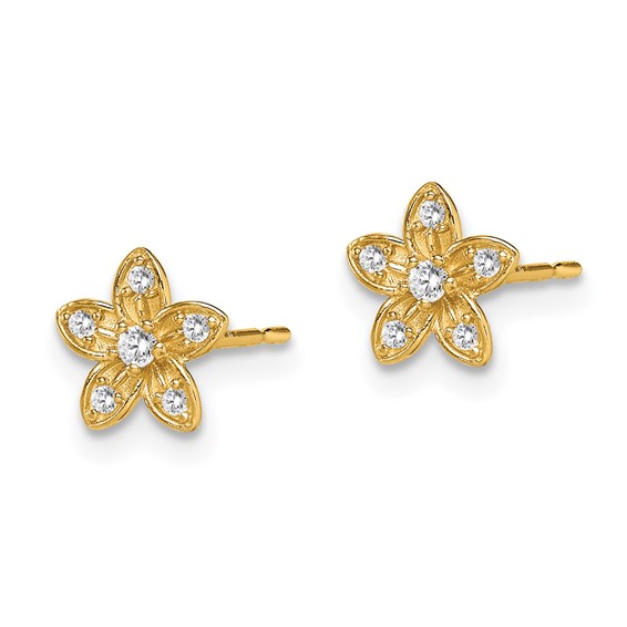 14k Madi K CZ Flower Childrens Post Earrings