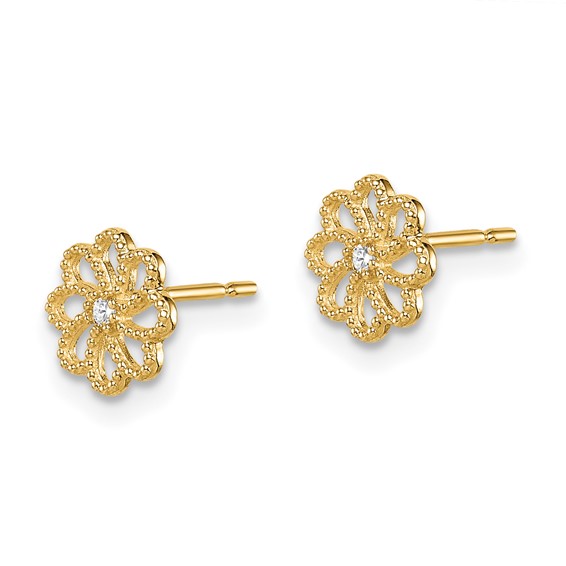 14k Madi K CZ Flower Childrens Post Earrings