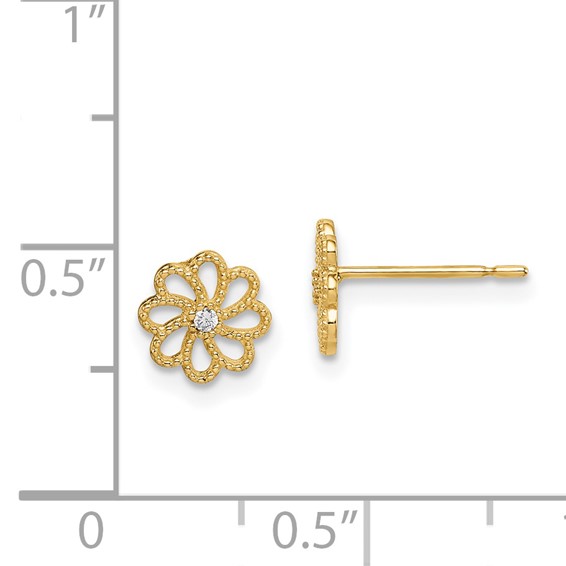 14k Madi K CZ Flower Childrens Post Earrings