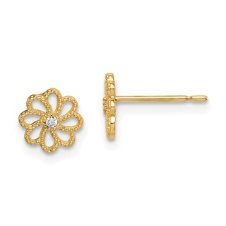 14k Madi K CZ Flower Childrens Post Earrings