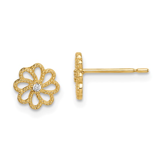 14k Madi K CZ Flower Childrens Post Earrings