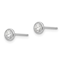 14K White Gold Madi K 4mm Bezel-Set Round CZ Post Earrings view 2