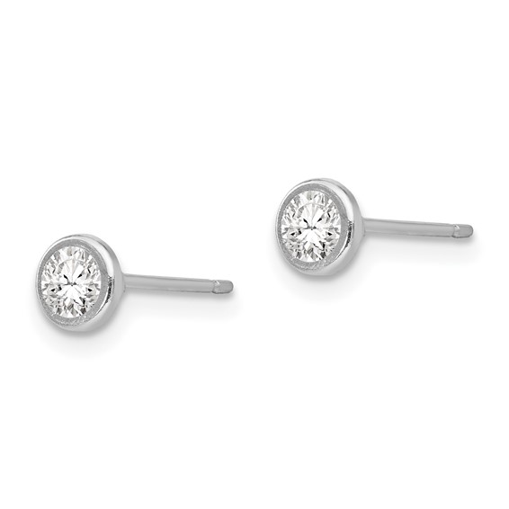 14k White Gold Madi K 4mm Bezel-Set Round CZ Post Earrings