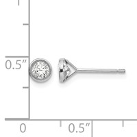14K White Gold Madi K 4mm Bezel-Set Round CZ Post Earrings view 4