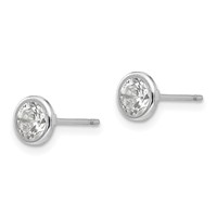 14K White Gold Madi K 5mm Bezel-Set Round CZ Post Earrings view 2