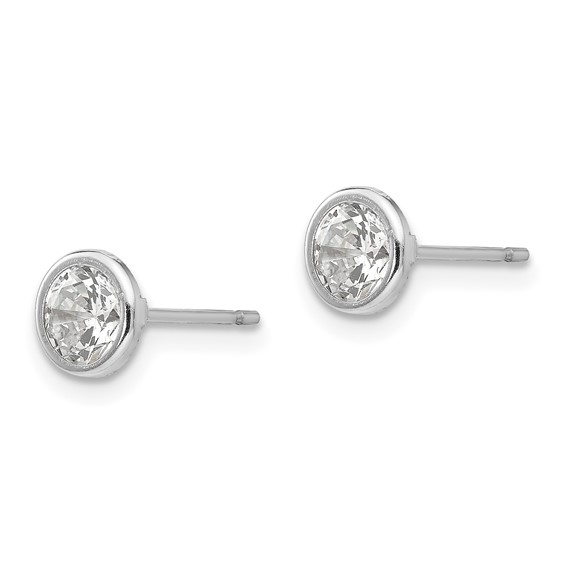 14k White Gold Madi K 5mm Bezel-Set Round CZ Post Earrings