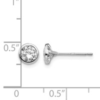 14K White Gold Madi K 5mm Bezel-Set Round CZ Post Earrings view 4