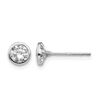 14K White Gold Madi K 5mm Bezel-Set Round CZ Post Earrings view 1