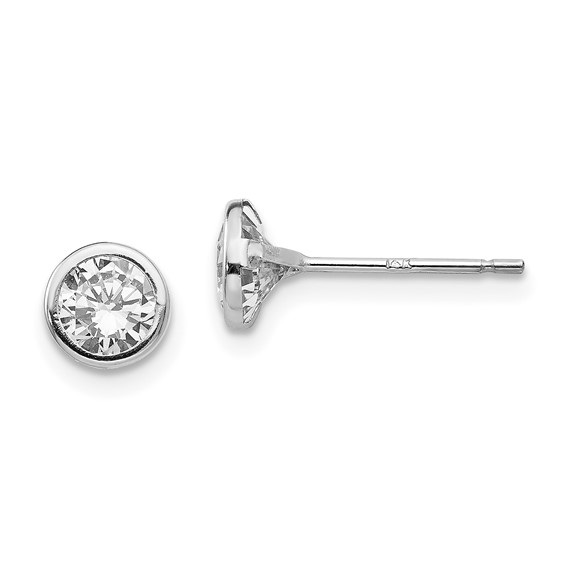 14k White Gold Madi K 5mm Bezel-Set Round CZ Post Earrings