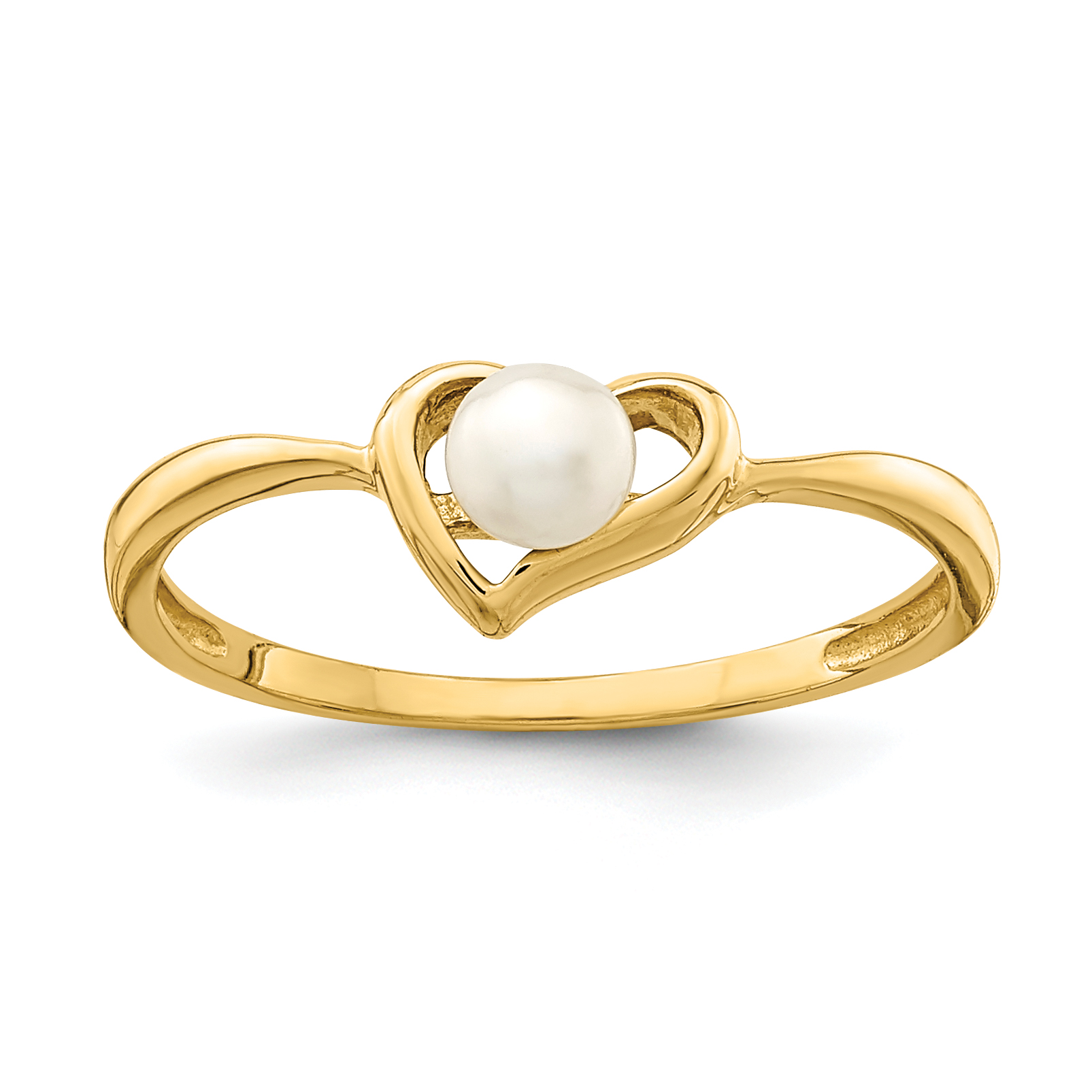 14K Madi K 3-4mm White Button Freshwater Cultured Pearl Heart Ring (SE2880)