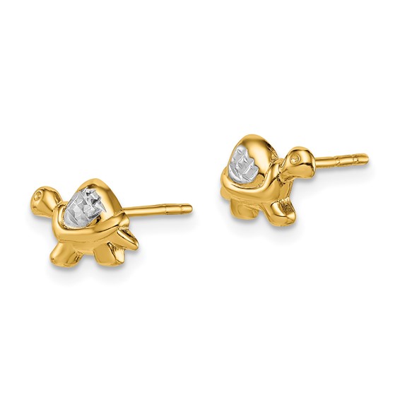 14k Madi K & White Rhodium Turtle Post Earrings