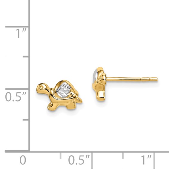 14k Madi K & White Rhodium Turtle Post Earrings