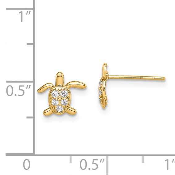 14k Madi K CZ Turtle Childrens Post Earrings