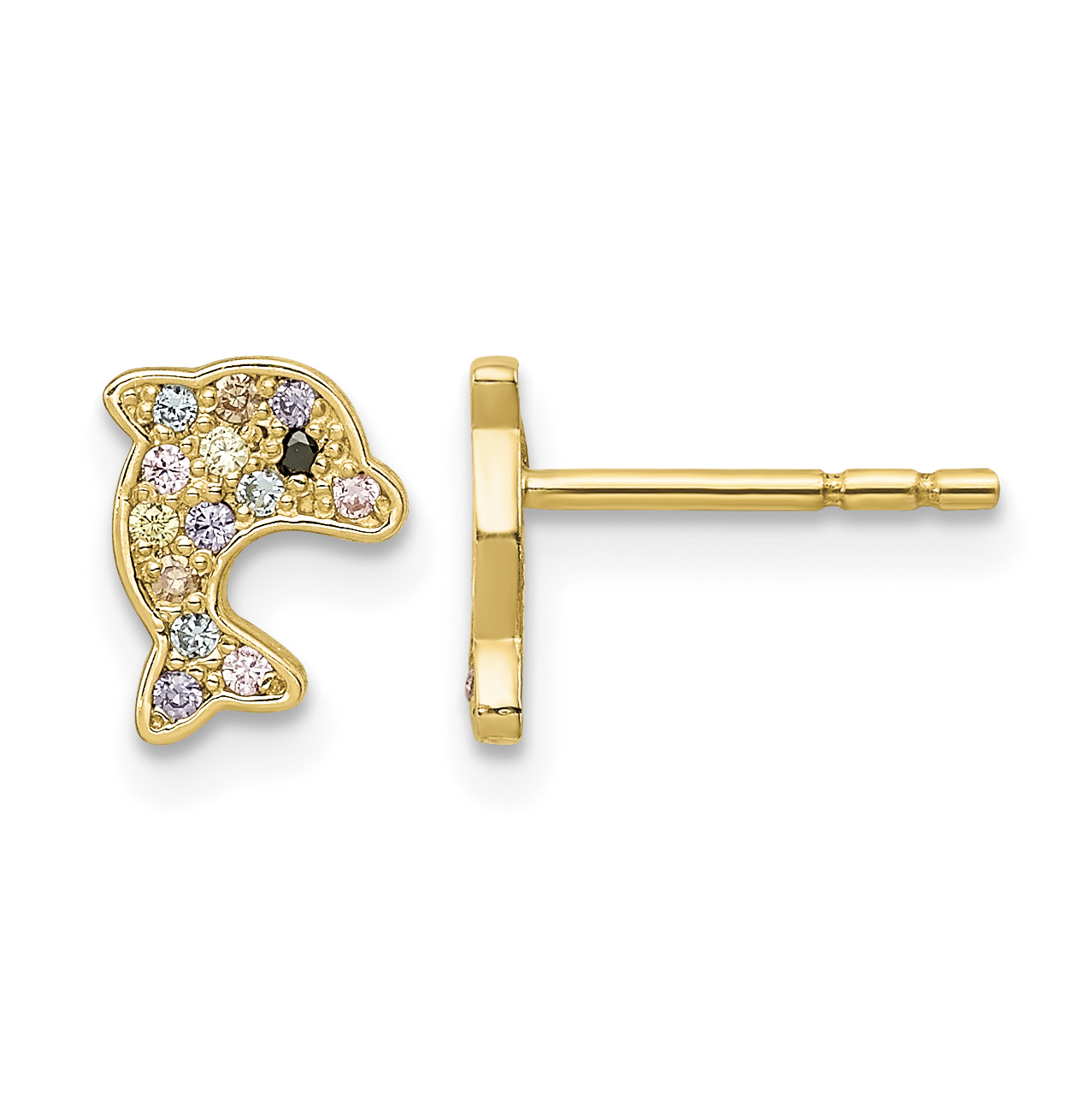 14k Madi K Multi-colored CZ Dolphin Post Earrings (SE2890)