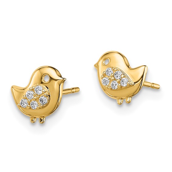 14k Madi K CZ Bird Childrens Post Earrings
