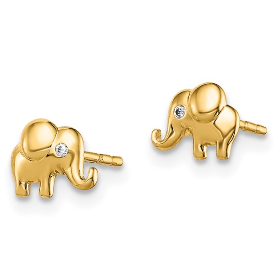 14k Madi K CZ Accent Elephant Childrens Post Earrings