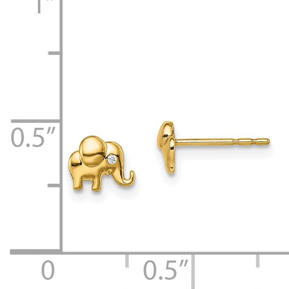 14k Madi K CZ Accent Elephant Childrens Post Earrings