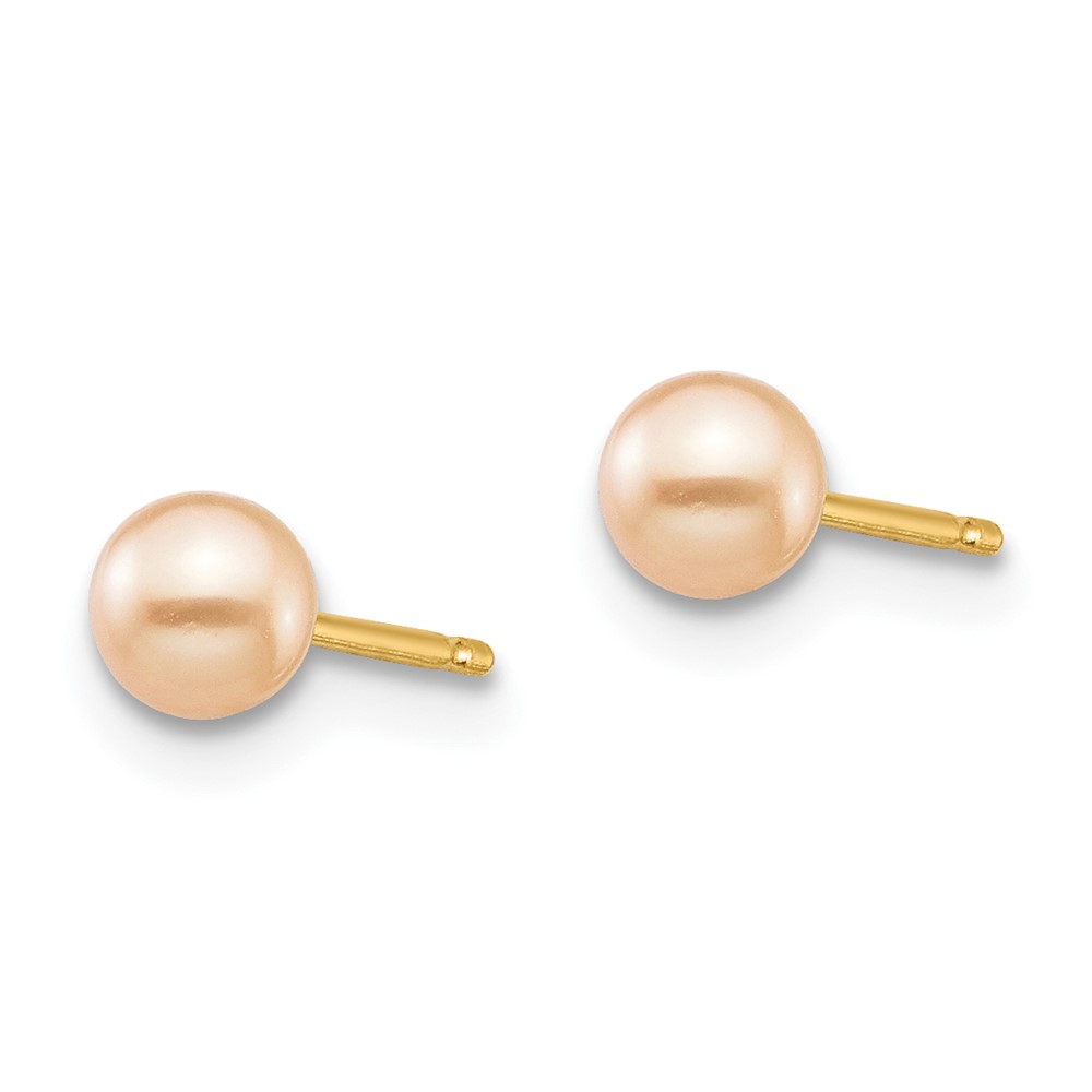 14k Madi K 3-4mm Pink Round Freshwater Cultured Pearl Stud Post Earrings with Silicone Backs (SE2926)