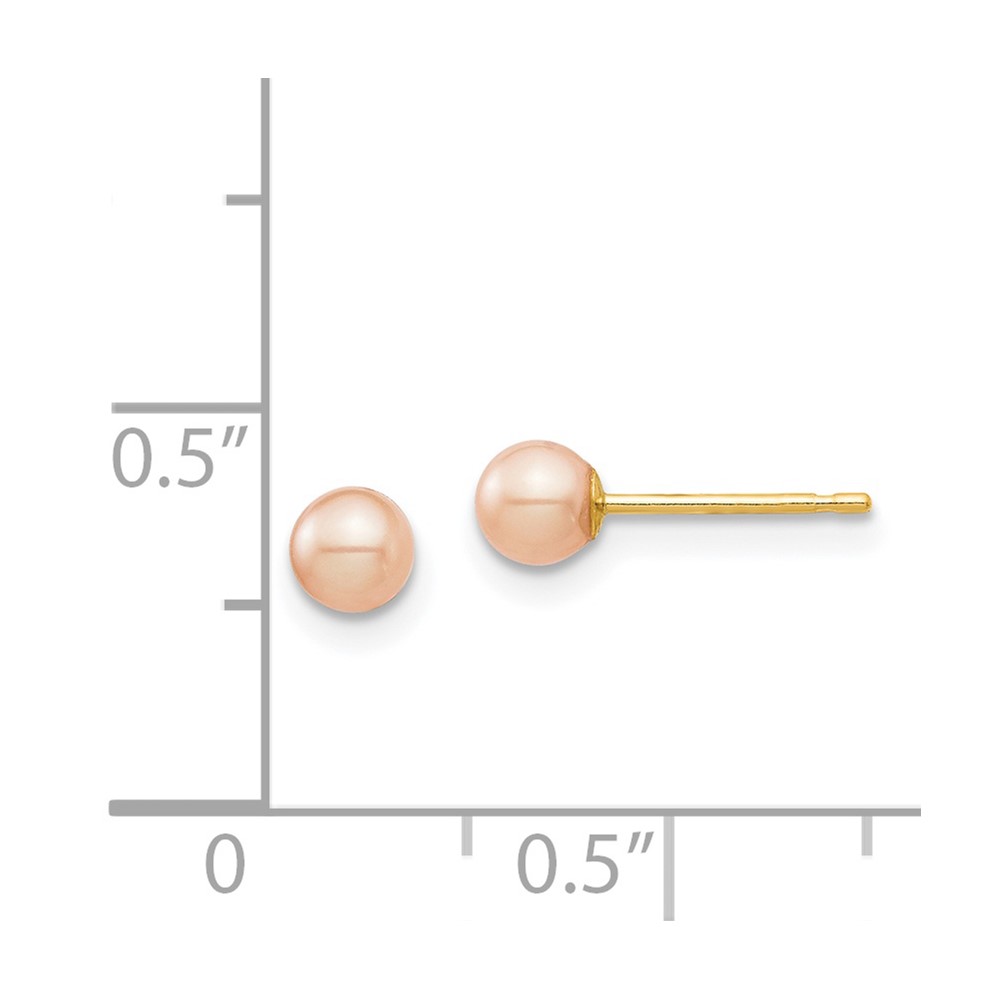14k Madi K 3-4mm Pink Round Freshwater Cultured Pearl Stud Post Earrings with Silicone Backs (SE2926)