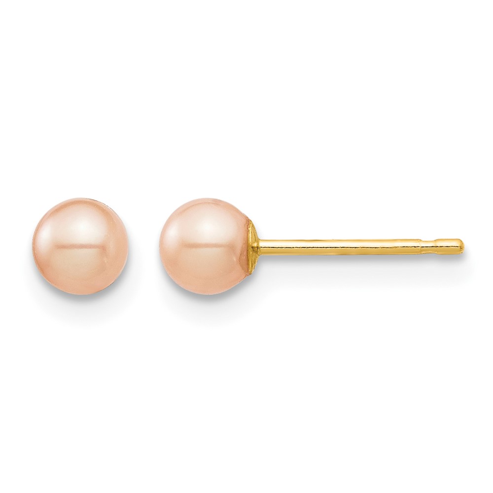 14k Madi K 3-4mm Pink Round Freshwater Cultured Pearl Stud Post Earrings with Silicone Backs (SE2926)