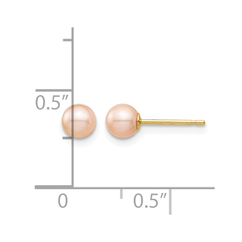 14k Madi K 4-5mm Pink Round Freshwater Cultured Pearl Stud Post Earrings with Silicone Backs (SE2927)