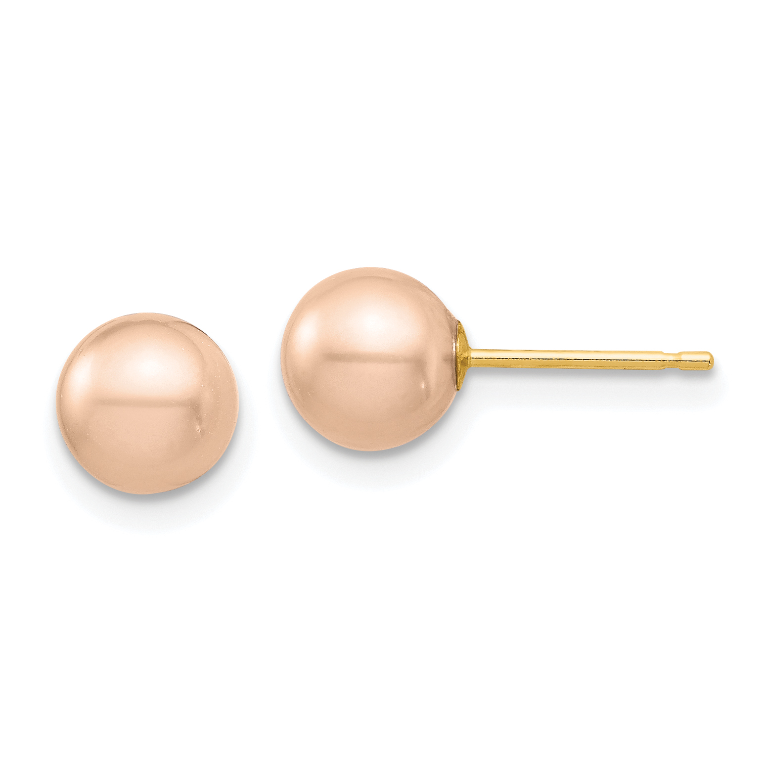 14k Madi K 6-7mm Pink Round Freshwater Cultured Pearl Stud Post Earrings with Silicone Backs (SE2928)
