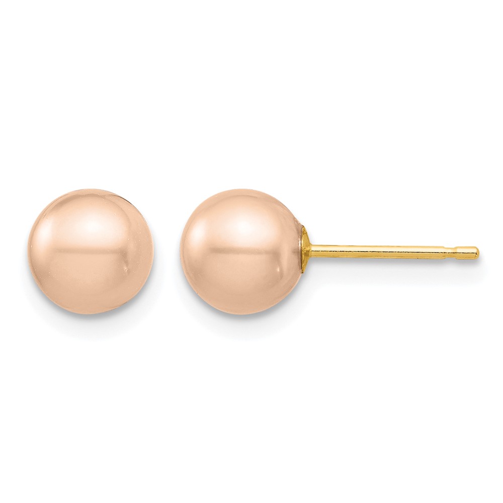 14k Madi K 6-7mm Pink Round Freshwater Cultured Pearl Stud Post Earrings with Silicone Backs (SE2928)