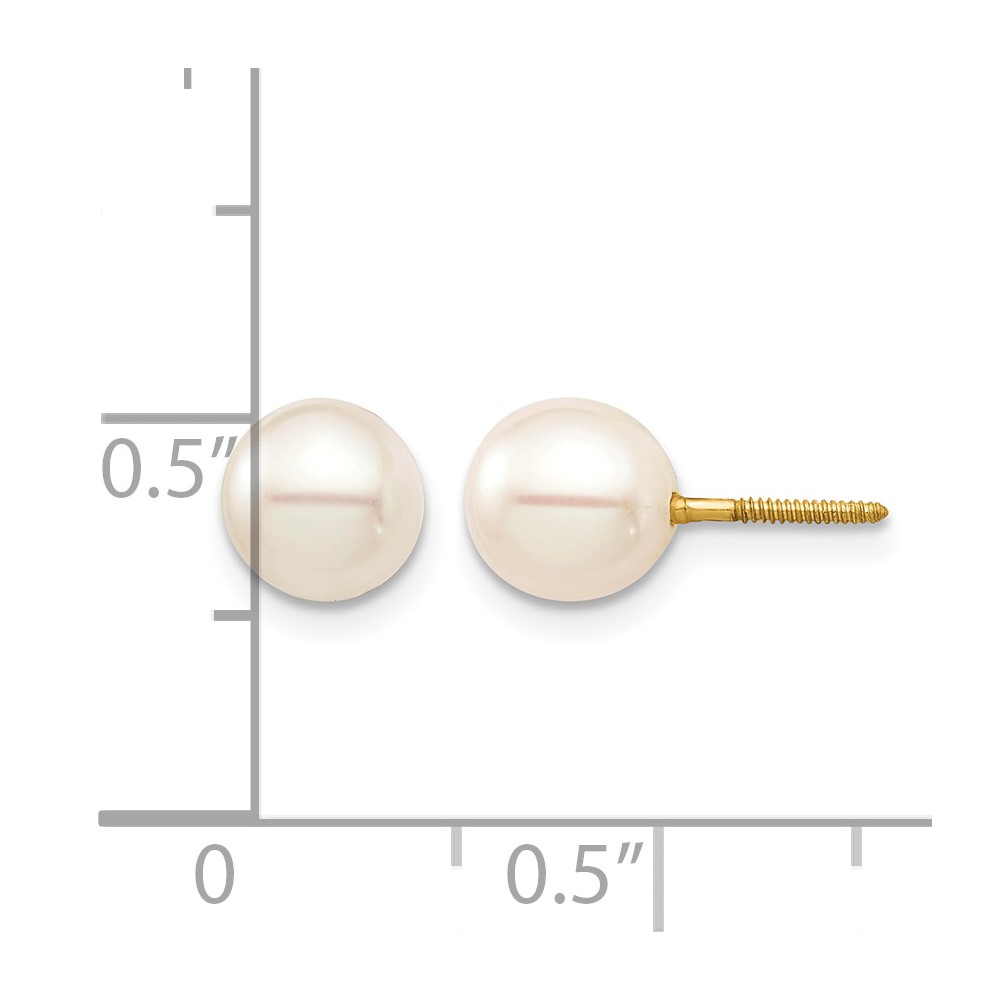 14k Madi K 6-7 White Round Freshwater Cultured Pearl Screwback Post Earrings (SE2930)